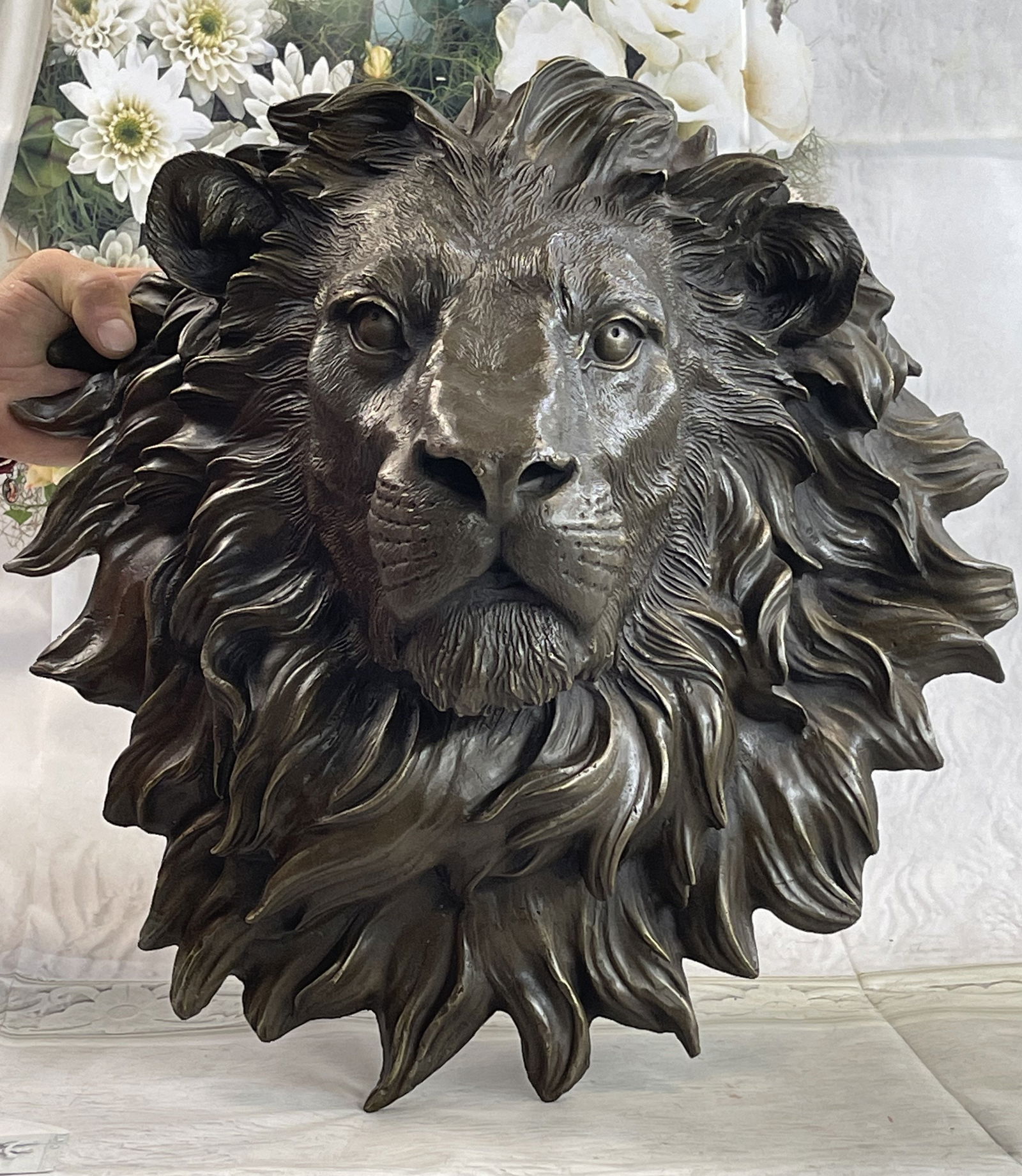 Milo Original Large Wall Mount Lion Head Bust Bronze Sculpture Figurine (1 of 4)