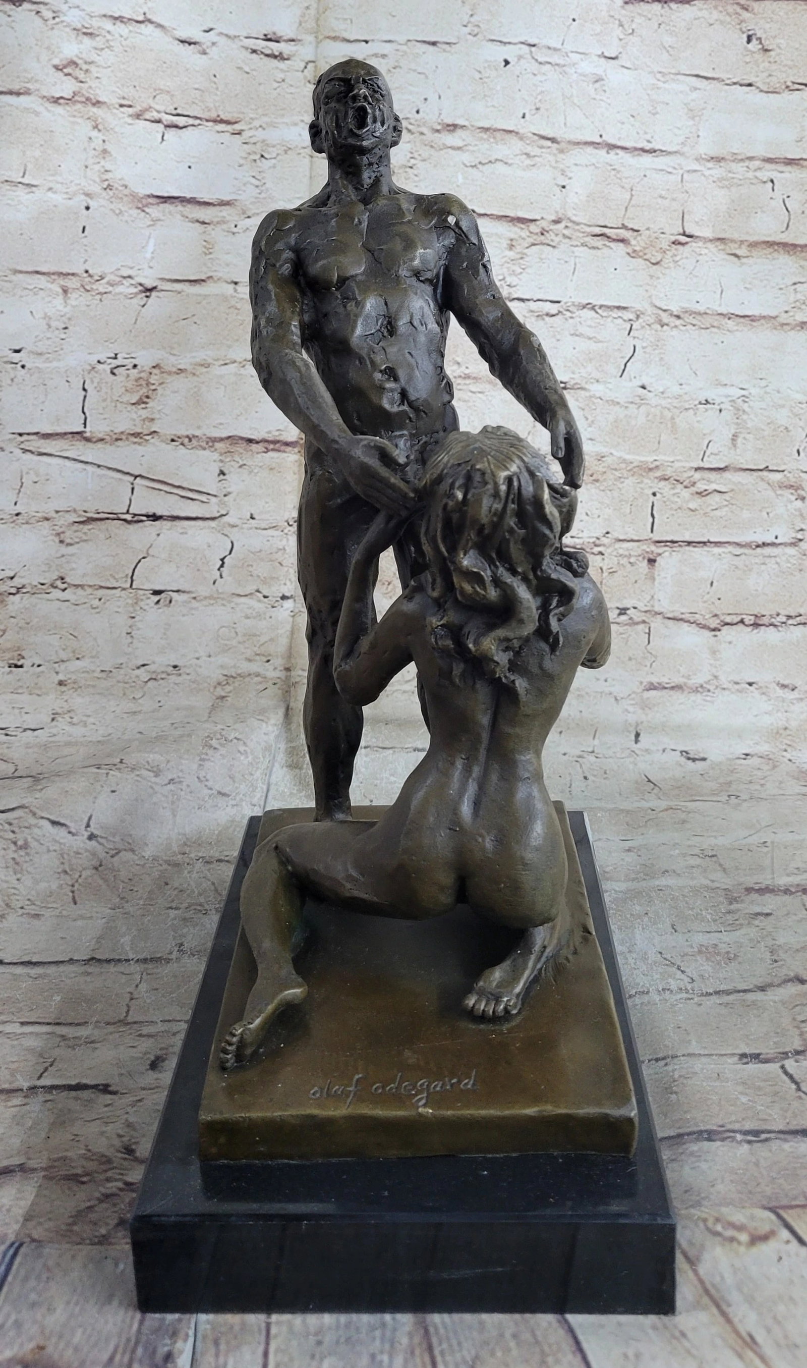 Olaf Odegard Erotic Oral Bronze Sculpture: Total Dimensions: Height 14'' x Width 9''Approximate Weight: 16 LBSOriginal Reproduction: Original