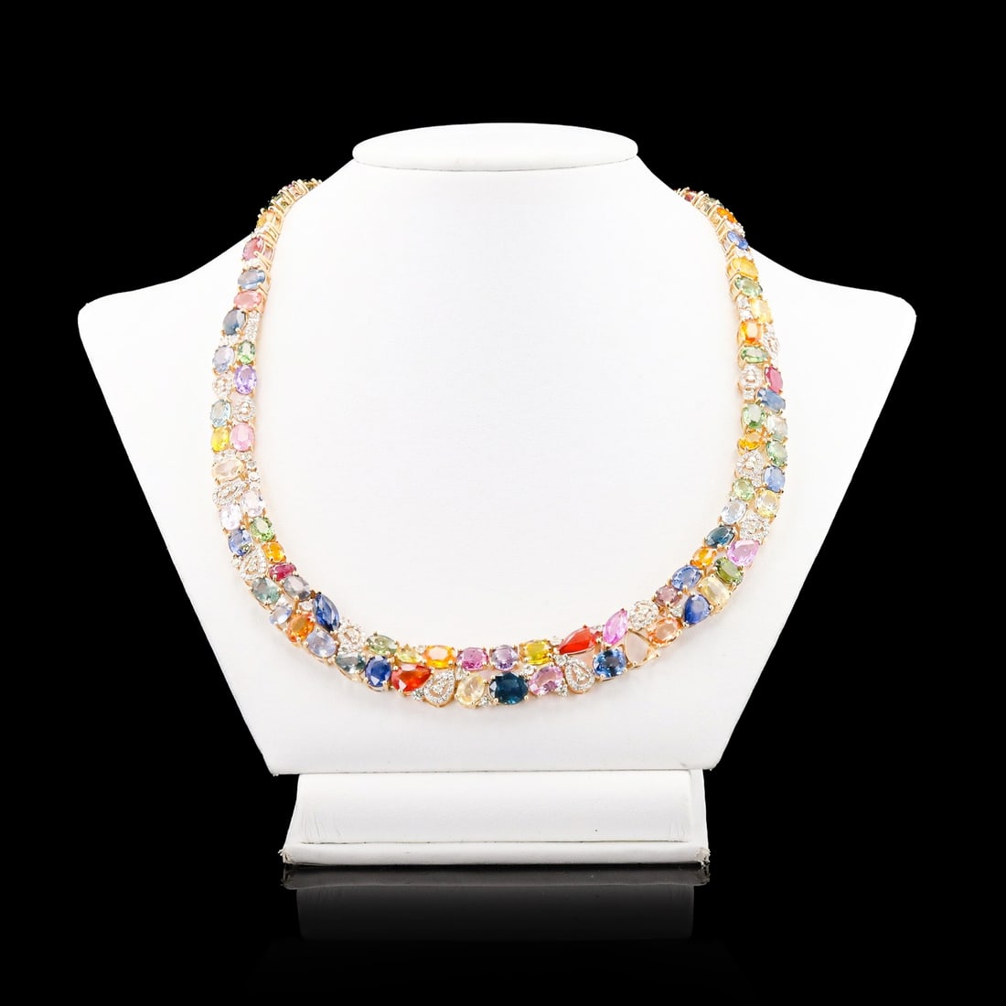 81.38ctw MultiColor Sapphire and 3.63ctw Diamond 14K Yellow Gold Necklace (1 of 4)