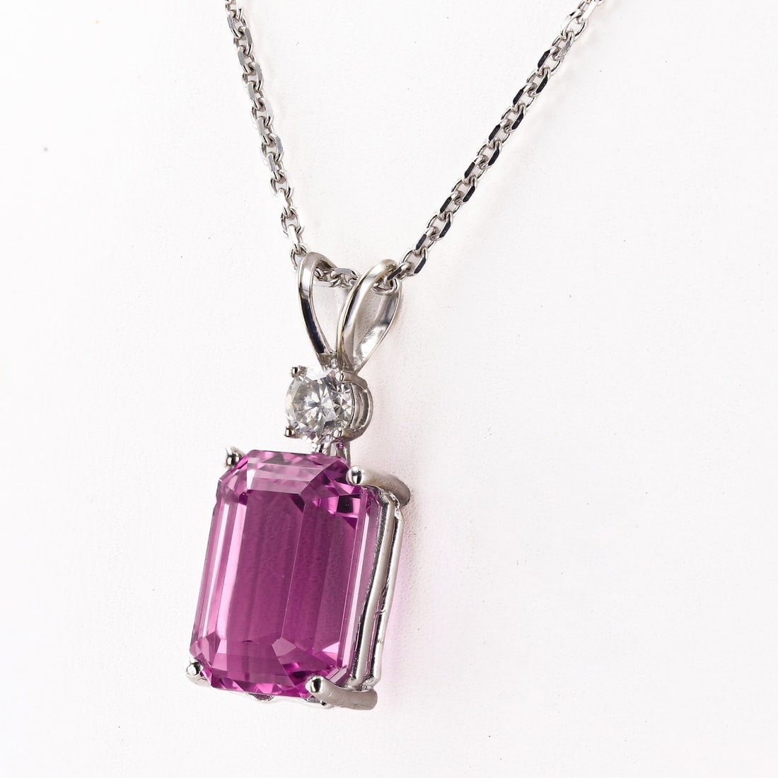15.21ct Pink Tourmaline and 0.52ct Diamond 14K White Gold Pendant (1 of 4)