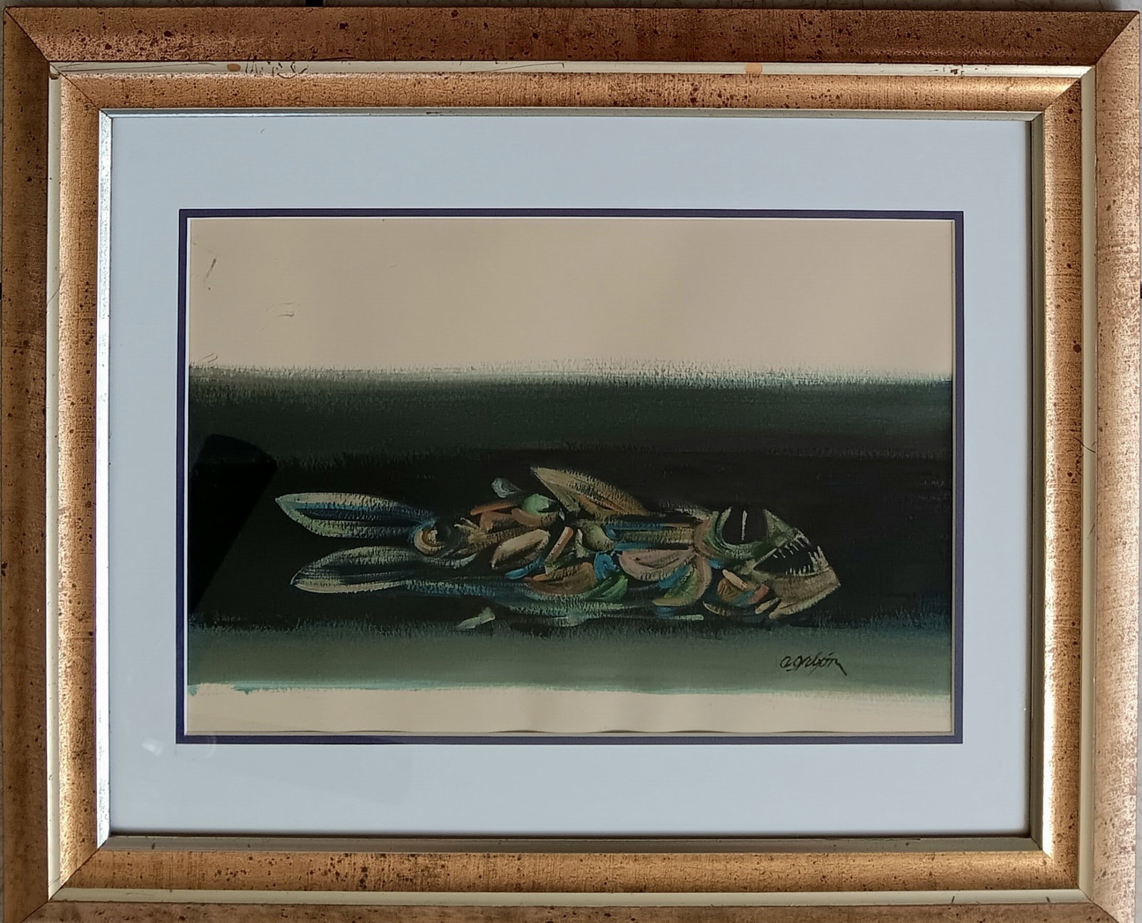 Alejadro Obregon: Colombian Artist. Mixed Media on Paper. 8" x 11"