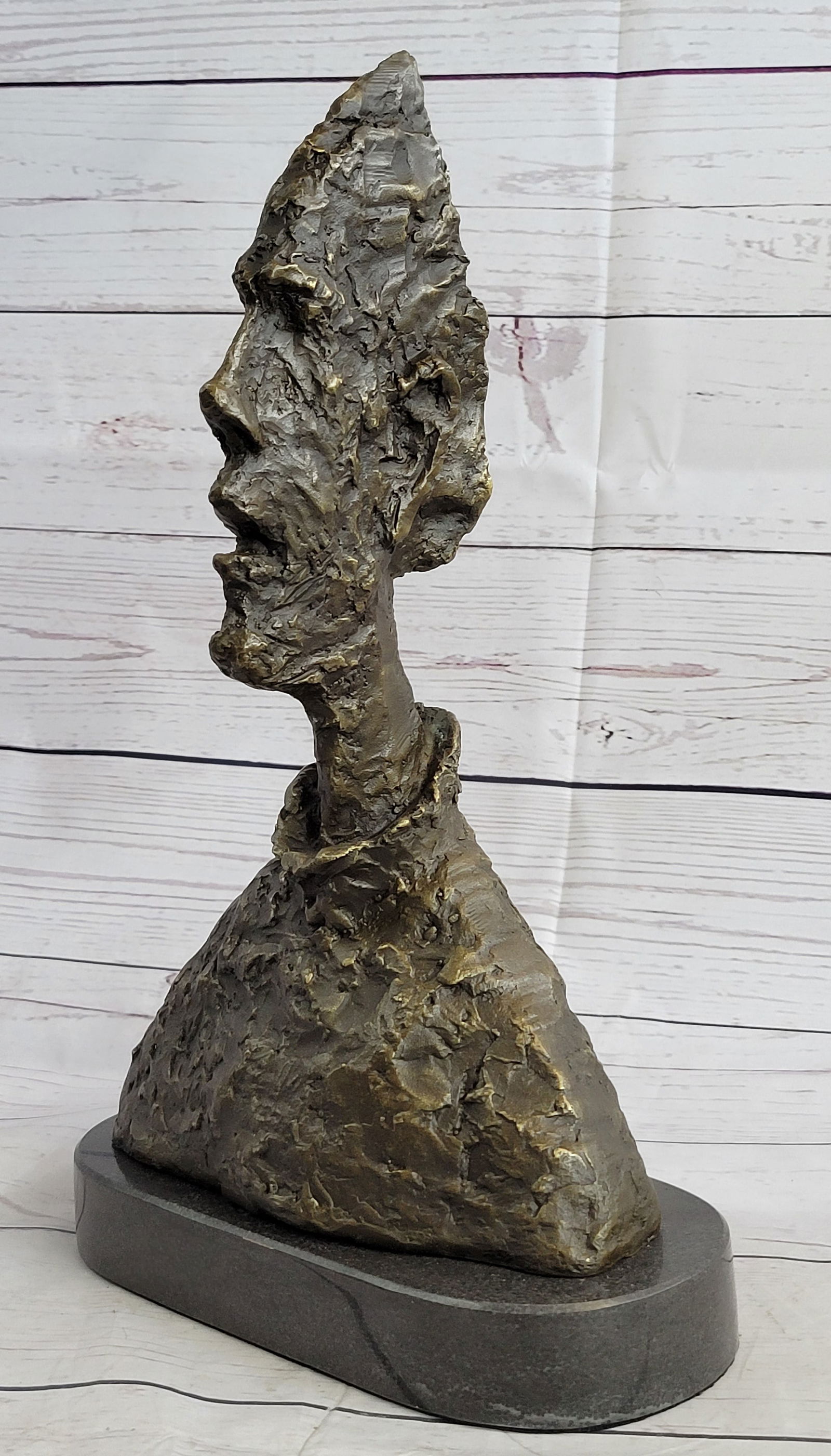 Alberto Giacometti Tall Thin Head Bronze Statue Sculpture Figure 14" x 9" (1 of 4)
