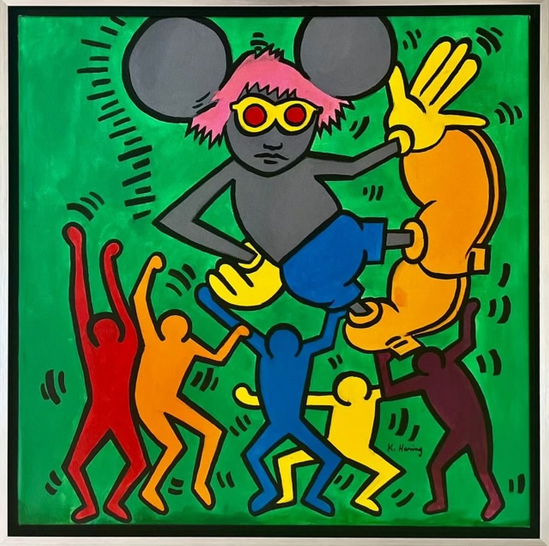 Keith Haring (manner ): 20 x 28 inches acrylic on fabric