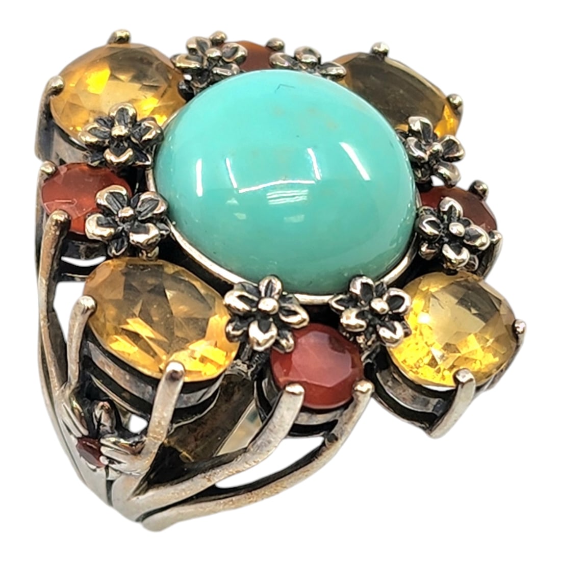 Stephen Dweck Turquoise And Citrine Sterling Silver ring size 7" (1 of 2)