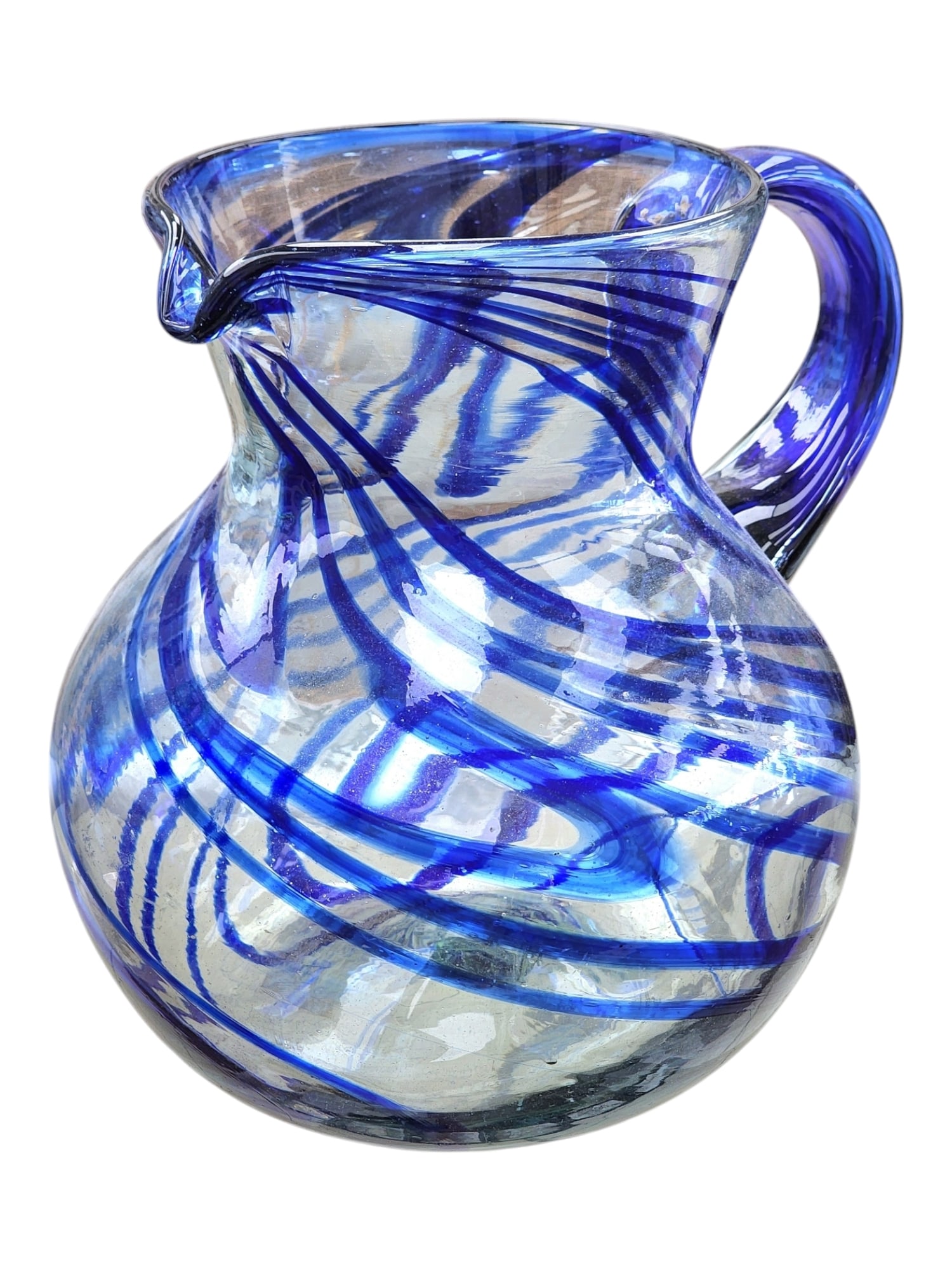 Vintage Murano Blue Swirl Glass Pitcher: 9.50" x 10.50" x 8" excellent condition