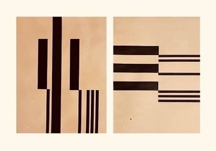 Anthony Hill: Composition #1 y 2 1975. Gouache on Paper. 14 x 11 inches each one.