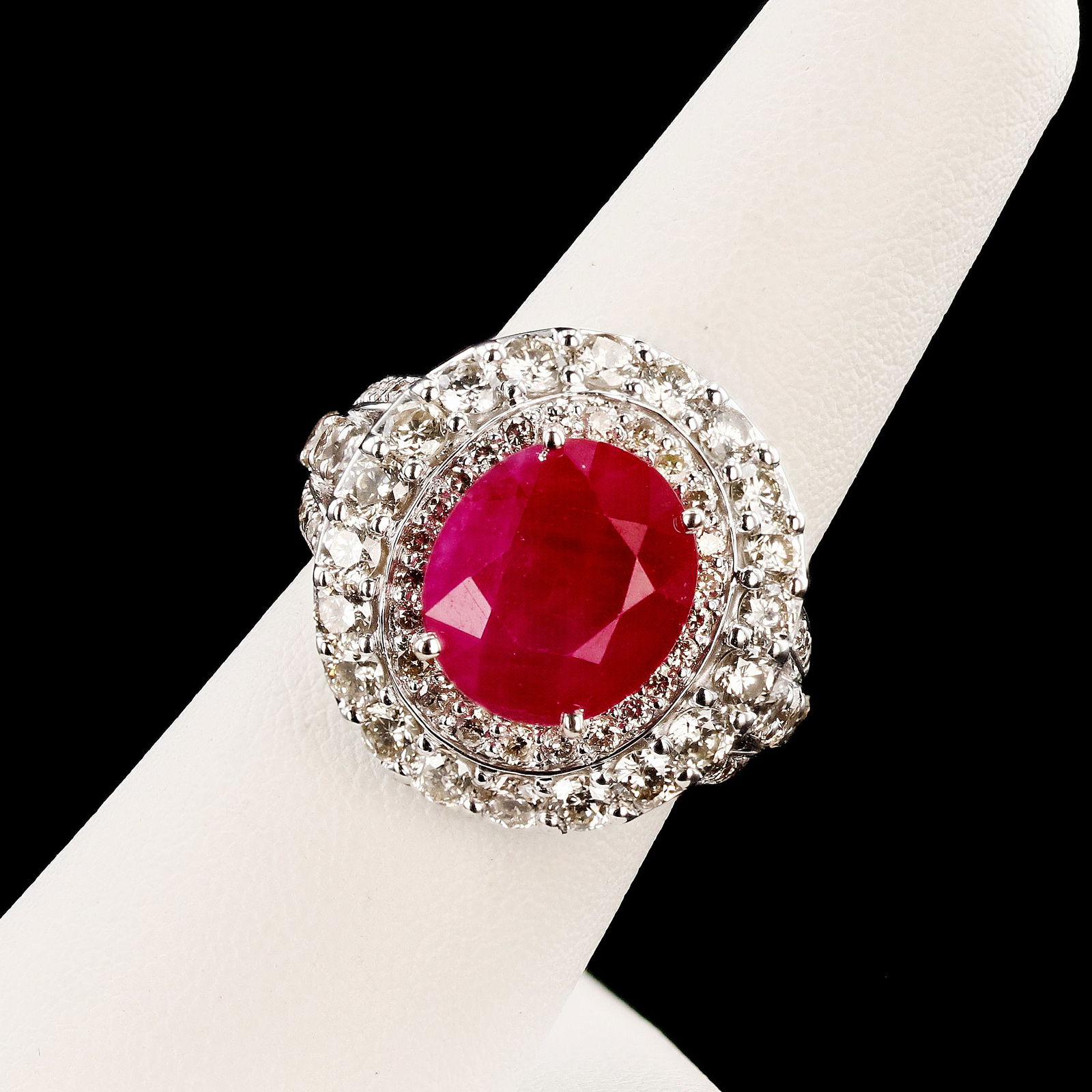 6.48ct BURMESE Ruby and 2.36ctw Diamond 14K White Gold Ring (GIA CERTIFIED) (1 of 3)