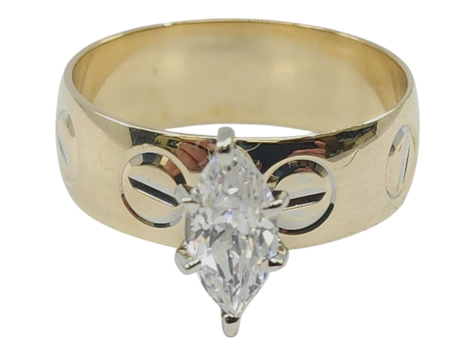 14K YELLOW GOLD SCREW DESIGN RING (1 of 2)