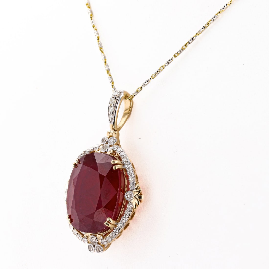 29.59ct Ruby and 0.69ctw Diamond 14K Yellow Gold Pendant (1 of 4)