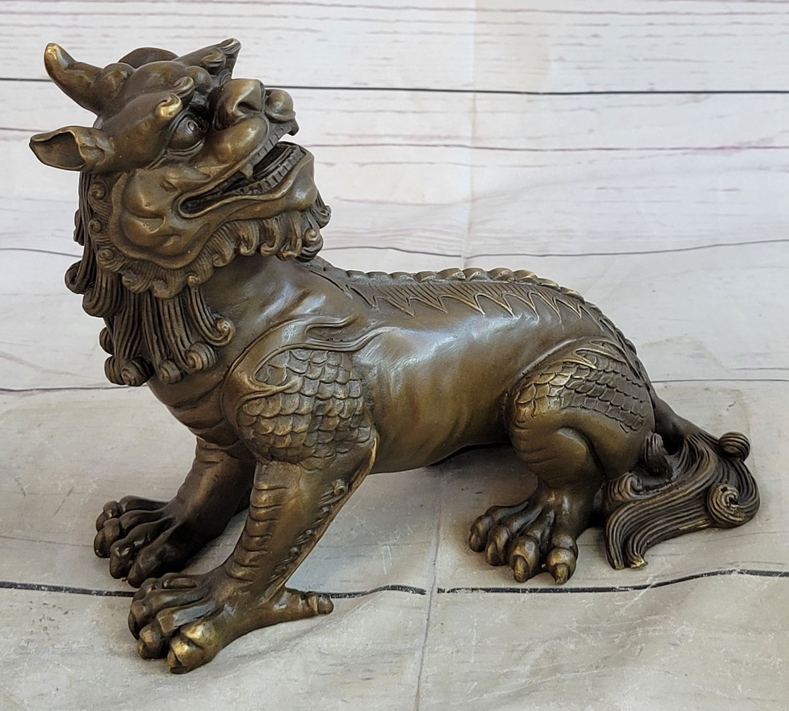Vintage Japanese Chinese Asian Foo Dog Shishi Temple Guardian Bronze Lion Sale (1 of 4)