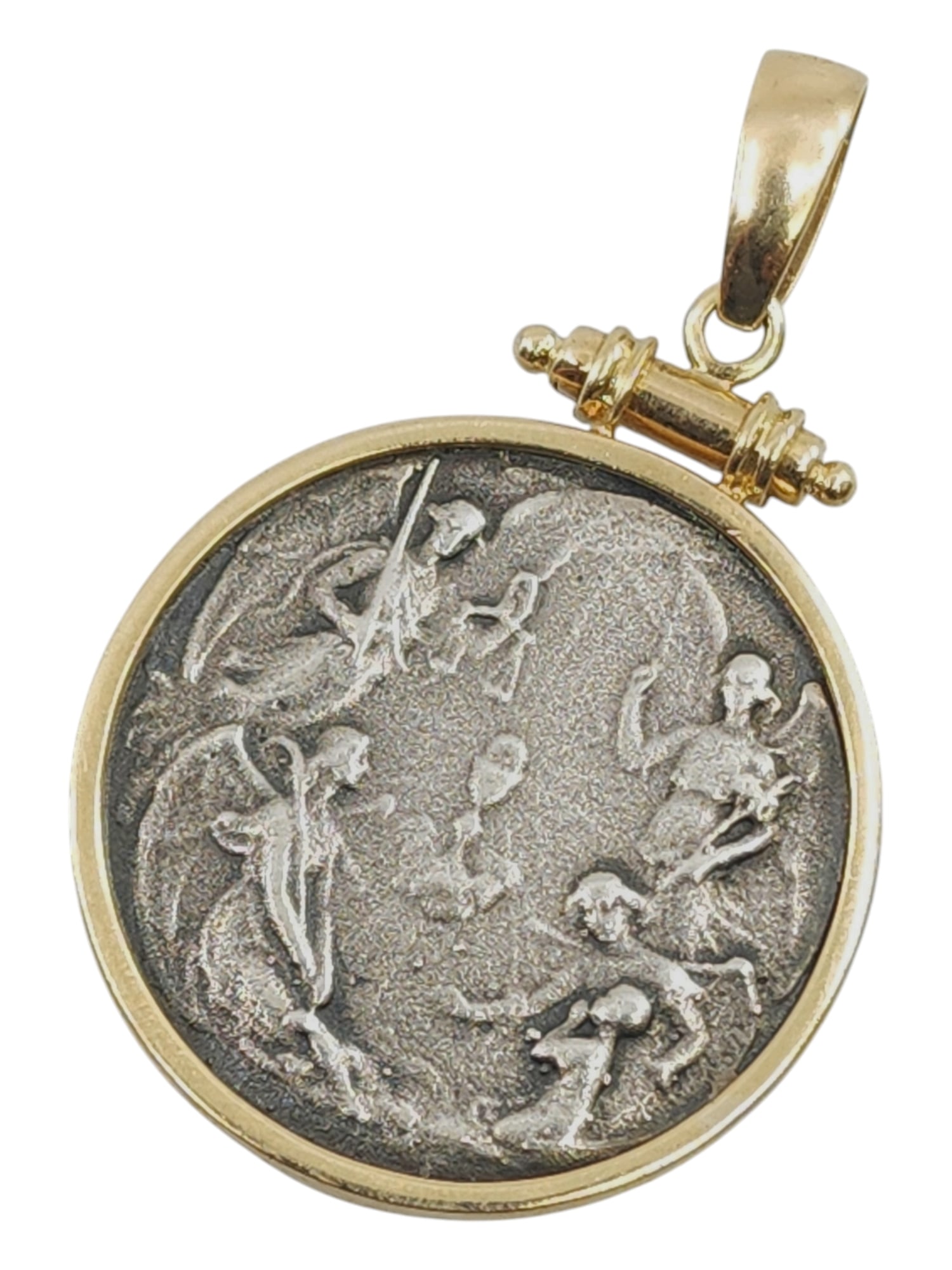 FOUR ARCHANGELS 14K AND STERLING SILVER MEDAL CHARM PENDANT (1 of 2)