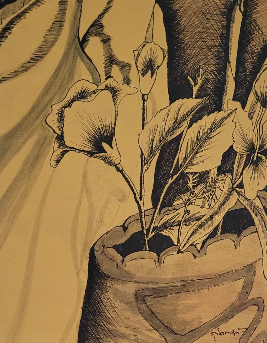 Ganesh Pyne Atrib.: Mix media on Paper. 14" x 11"