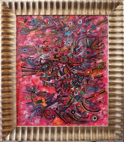 mixed media on paper signed PORTOCARRERO 68