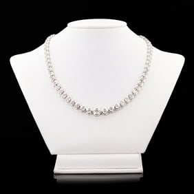 22.01ctw G to I COLOR SI1 to I1 CLARITY Diamond Platinum Tennis Necklace