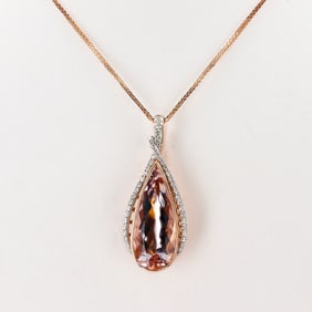 8.24ct Morganite and 0.45ctw Diamond 14K Rose and White Gold Pendant