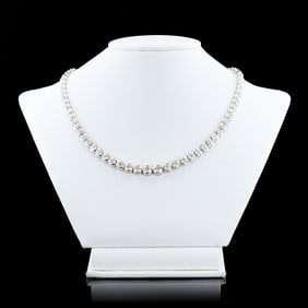 22.60ctw G to I COLOR SI2 to I2 CLARITY Diamond 14K White Gold Tennis Necklace