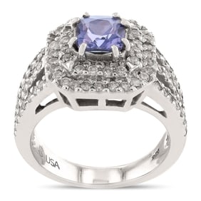 1.50ct UNHEATED Color-Change Sapphire and 0.93ctw Diamond 14K White Gold Ring (GIA CERTIFIED)