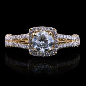 0.90ct CENTER Diamond 14K Yellow Gold Unity Ring (1.61ctw Diamonds)