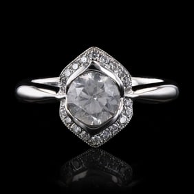 1.09ct CENTER Diamond 18K White Gold Ring (1.23ctw Diamonds)