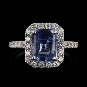 3.06ct Tanzanite and 0.76ctw Diamond 18KT White Gold Ring
