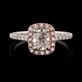 0.69ct SI1 CLARITY F COLOR CENTER Diamond 18K White Gold Ring (1.06ctw Diamonds) EGL CERTIFIED
