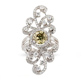 1.72ct Fancy Brownish Orange CENTER Diamond Platinum Ring (3.96ctw Diamonds)