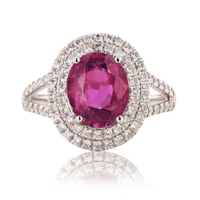 2.40ct UNHEATED Pink-Purple Sapphire and 0.60ctw Diamond Platinum Ring (GIA CERTIFIED)