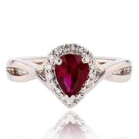 1.02ct UNHEATED Ruby and 0.14ctw Diamond Platinum Ring (GIA CERTIFIED)