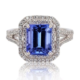 3.54ct Tanzanite and 0.67ctw Diamond Platinum Ring