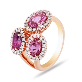 3.47ctw Purple Sapphire and 0.44ctw Diamond 18K Rose Gold Ring