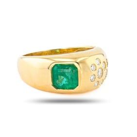 1.62ct Emerald and 0.33ctw Diamond 18K Yellow Gold Ring