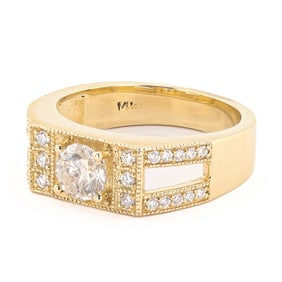 1.01ct I COLOR I1 CLARITY CENTER Diamond 14K Yellow Gold Ring (1.37ctw Diamonds)