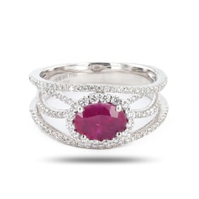 1.03ct BURMESE Ruby and 0.55ctw Diamond Platinum Ring (GIA CERTIFIED)