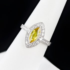 1.29ct Yellow Sapphire and 0.41ctw Diamond Platinum Ring (GIA CERTIFIED)