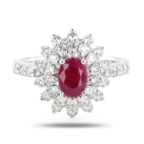0.94ct MADAGASCAR Ruby and 0.88ctw Diamond Platinum Ring (GIA CERTIFIED)