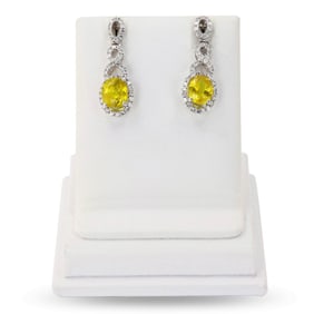 4.29ctw Yellow Sapphire and 0.70ctw Diamond Platinum Earrings
