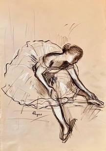Manner of Edgar Degas: Crayon on Paper
