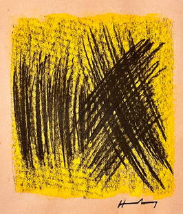 Hans Hartung: Gouache and Coal on Cardboard. 31 x 28 cm