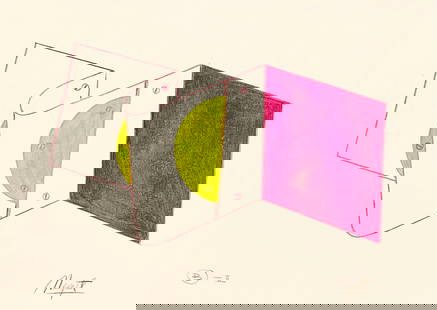 Edgar Negret: 11 x 15 inches Gouache on cardboard. Sketch for sculptural assembly