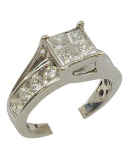 14k white gold diamond ring: 14k white gold, 1.10cts, 5.5 grams, size 6