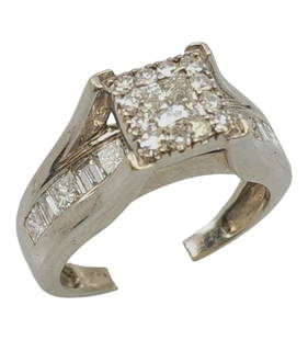 14k white gold diamond ring: 14k white gold, 1.25cts, 6.5 grams, size 6.5