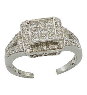 14k white gold diamond ring: 4 grams, size 6, 1.25cts