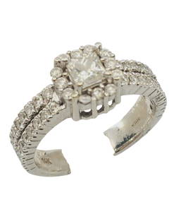 14k white gold diamond ring: 5.6 grams, 1.25cts, size 7
