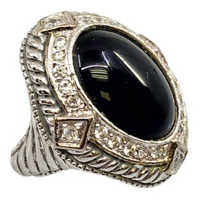 Vintage Large sterling Silver Onyx Ring