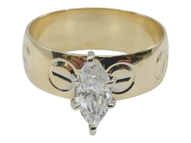 14K YELLOW GOLD SCREW DESIGN RING