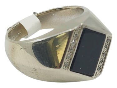 10k white gold onyx diamond ring
