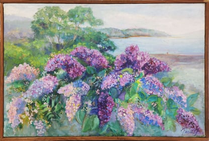 Oil painting on canvas Summer lilac bush Unkown Artist