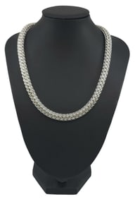John Hardy Sterling Silver & 18k Diamond 8mm Heavy Woven Wheat Classic Chain 16'' Necklace