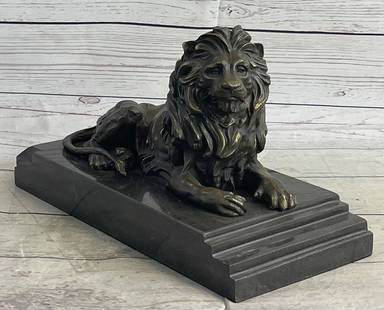 Male Guardian Lion Bronze Statue Sculpture Figure Marble Base Antoine Barye 7" x 12": Bronze Dimensions with Marble Base: Height 7.5" X Width 12"Marble Dimensions:12" X 5.5"Height without base:6.5"Weight:12 LBSOriginal or Reproduction: Reproduction