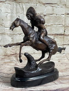 Remington "Warrior" Bronze Sculpture: Total Dimensions: Height 9'' x Width 10''Approximate Weight: 7 LBSOriginal Reproduction: Reproduction